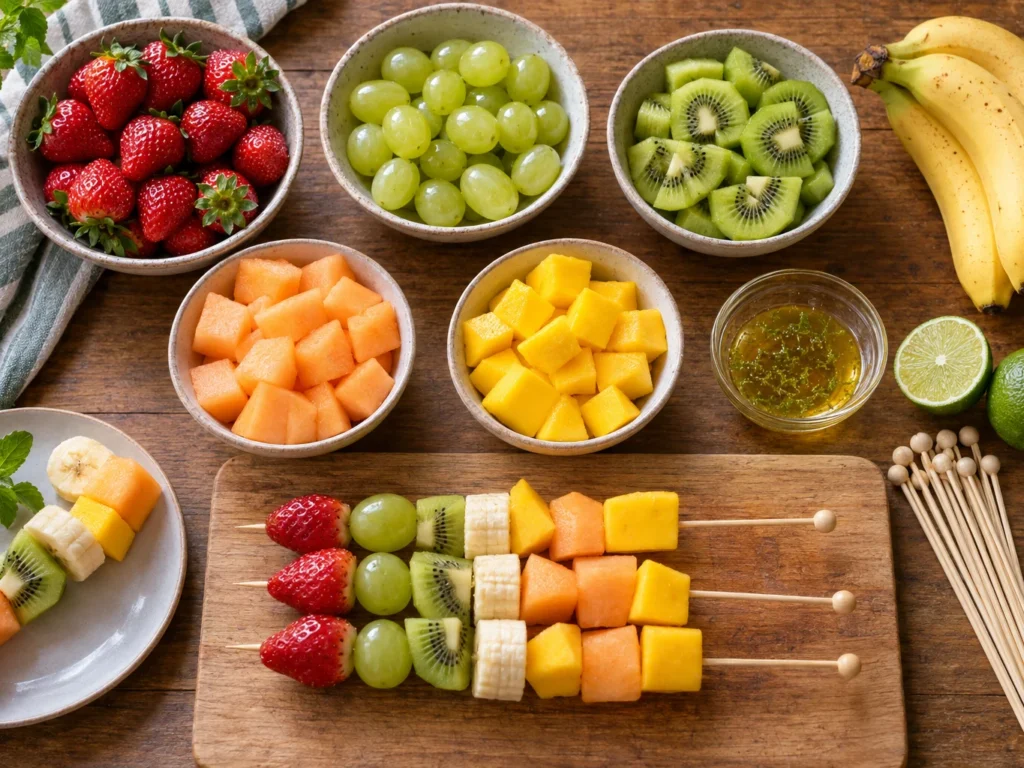 Espetinho de Frutas para Crianças: Receita Divertida, Colorida e Saudável - Preparo dos Ingredientes