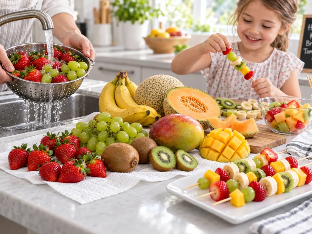 Passo 1 da receita Espetinho de Frutas para Crianças: Receita Divertida, Colorida e Saudável