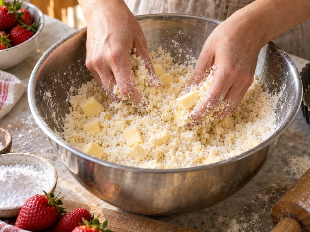 Passo 1 da receita Torta de Morango Clássica: Massa Crocante, Creme de Baunilha e Frutas Frescas